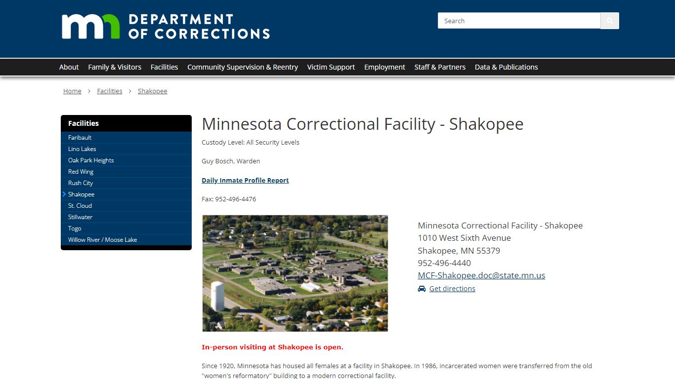 Shakopee / Department of Corrections - Minnesota's State Portal